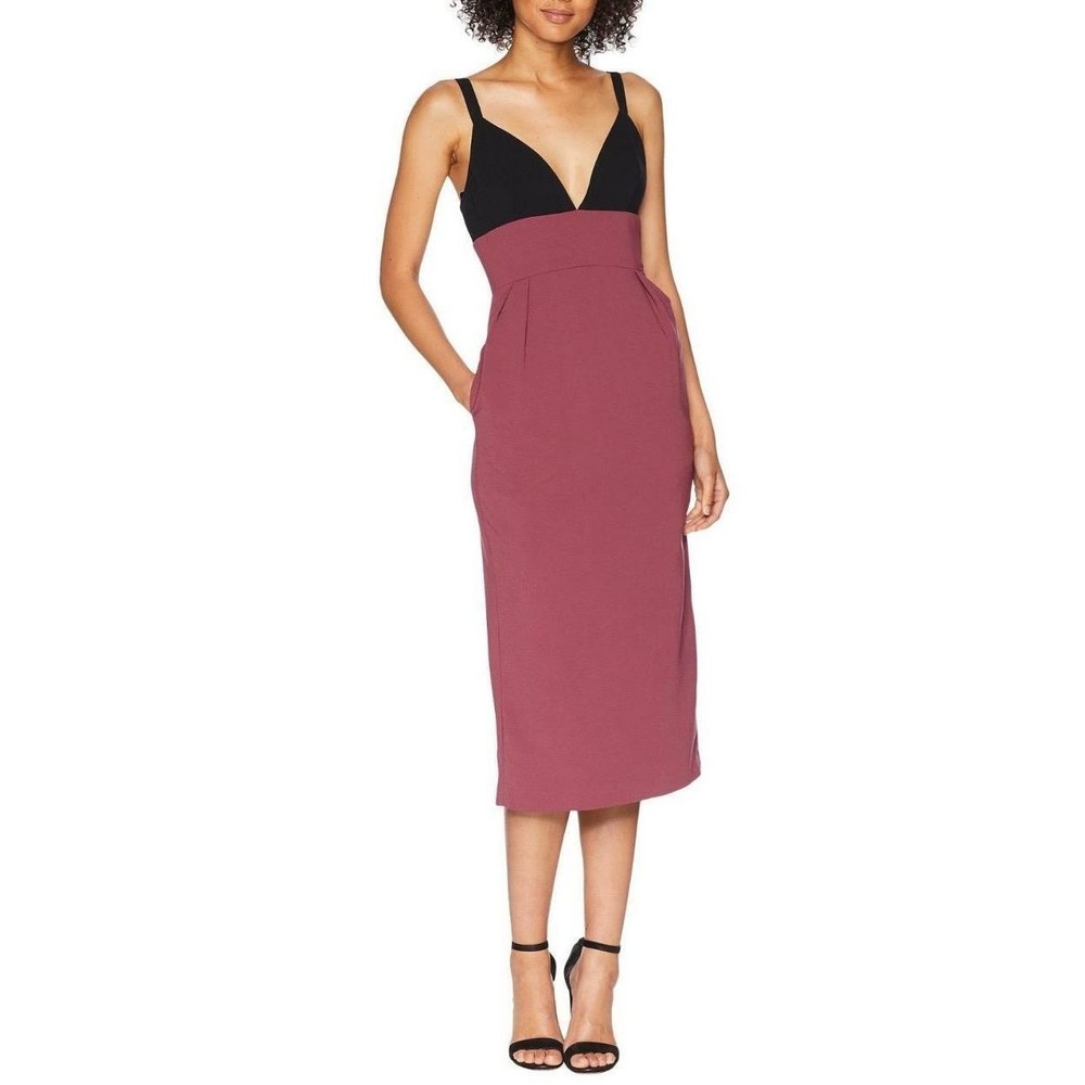 Jill Jill Stuart Womens 2 Tone Sheath Cocktail Dress Black Pandora Midi 2 $298